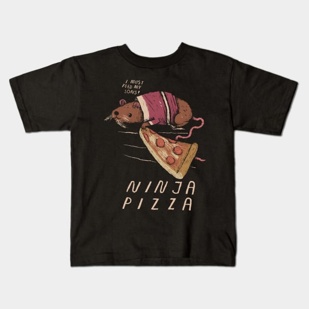 ninja pizza Kids T-Shirt by Louisros